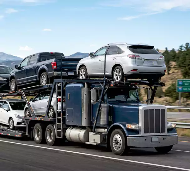 Car transport carrier prepared for an interstate vehicle shipment